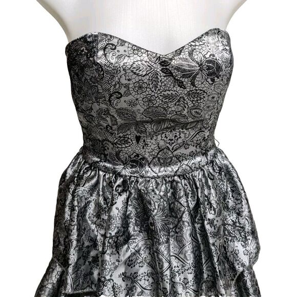 Strapless Layered Cake Dress Heart Shaped Bodice Gray/Black Size 1 - Picture 3 of 8